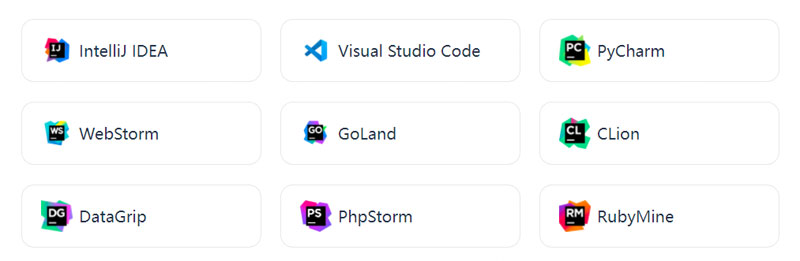 支持的IDE包括VSCode、IntelliJ IDEA等主流开发工具